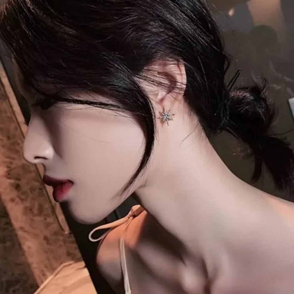 “Heavenly Dreamer” Star Crescent Moon Sun Galaxy/Space Bohemian Diamond Earrings - Picture 6 of 6